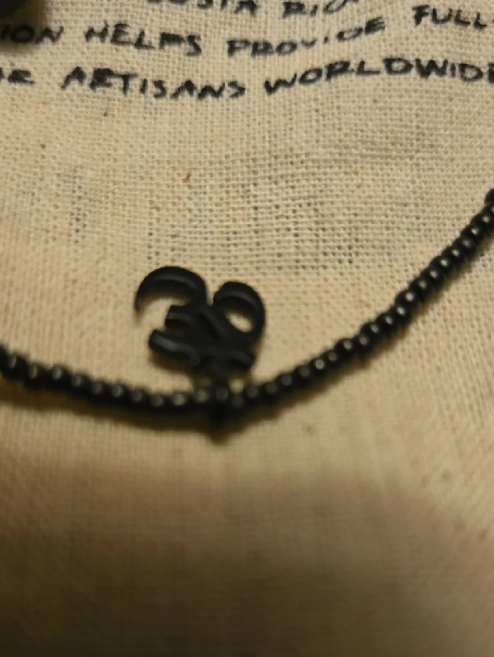 Black Beaded Bracelet with Ohm Charm - Picture 4 of 4